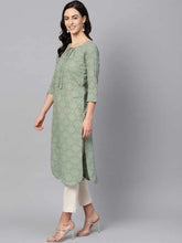 Women Sea Green Color Printed Trendy Kurti